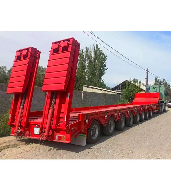 4-Axles-Lowbed-Trailer-Semi-Trailer-8-100ton-Loading-Capacity-Hydraulic-Lowbed-Trailer-with-Heavy-Duty-Support-Leg-Diamond-Steel-Plate-Bottom-Platform