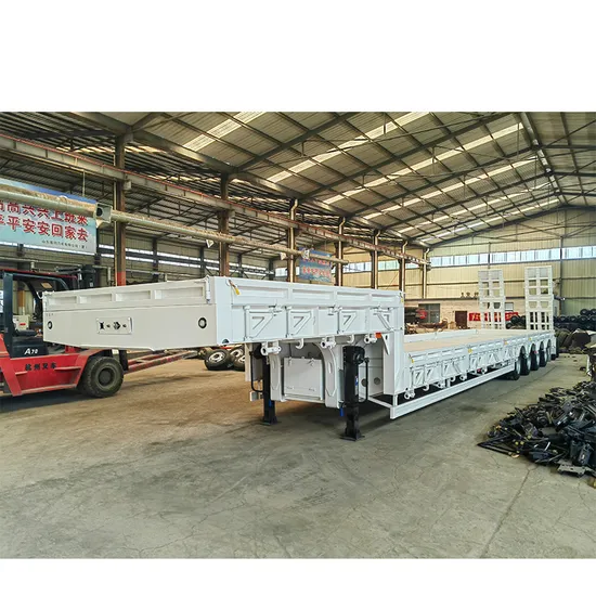 Heavy-Duty-Lowboy-Trailer-Semi-Trailer-8-100ton-Load-Capacity-Hydraulic-Lowbed-Trailer-with-12-PCS-315-80r22-5-Tires-5mm-Thickness-Diamond-Steel-Plate