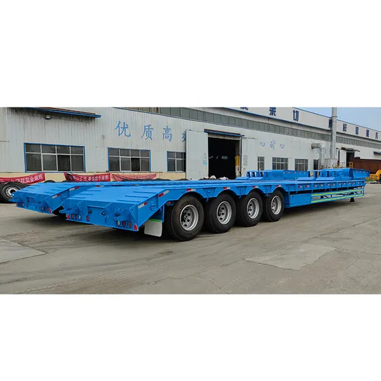 Heavy-Duty-Lowboy-Trailer-Semi-Trailer-8-100ton-Load-Capacity-Hydraulic-Lowbed-Trailer-with-12-PCS-315-80r22-5-Tires-5mm-Thickness-Diamond-Steel-Plate